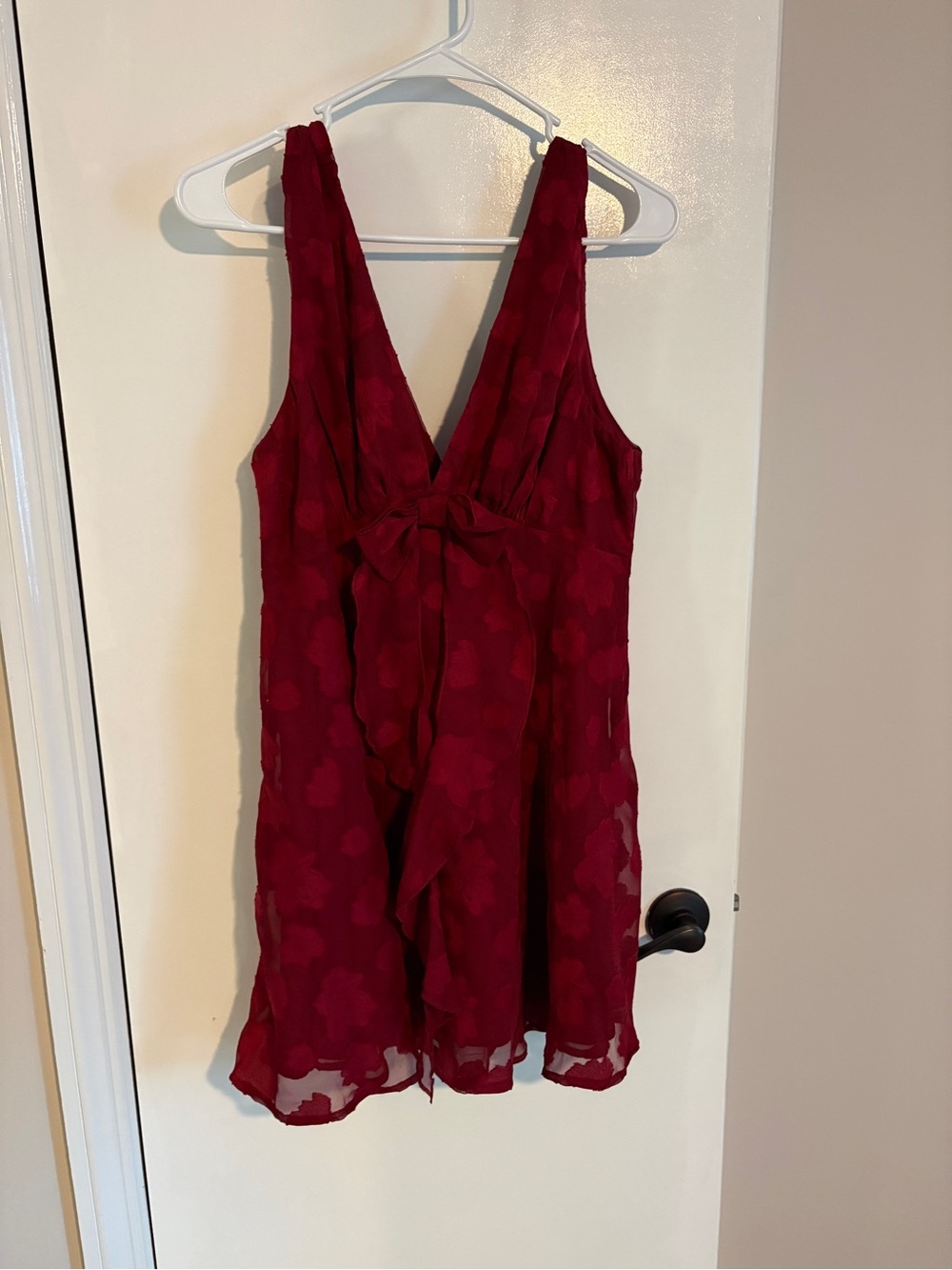 Hello Molly Burgundy V-Neck Chiffon Mini Dress